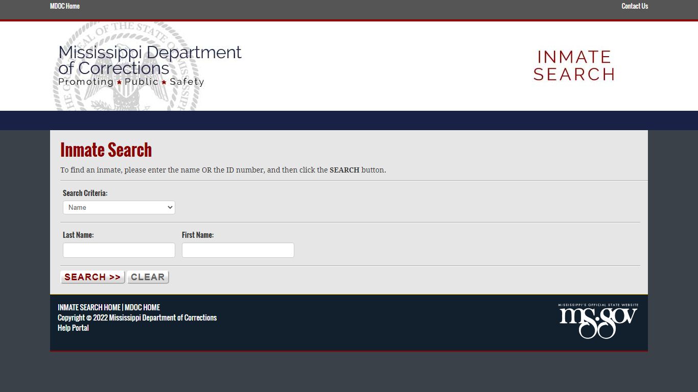 Inmate Search - Mississippi